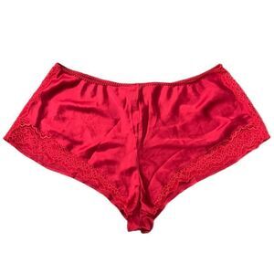 Victoria’s Secret Soft Silky Satin & Lace Detail pajama shorts Red X-Large
